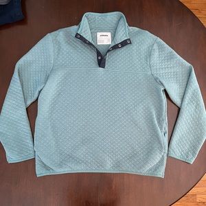 Sonoma Men’s Blue Quilted Quarter Snap Button Up Pull Over With Pockets | Size L